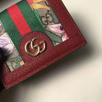 Gucci GG Women Ophidia GG Flora Card Case Wallet in GG Supreme Canvas-Red (6)