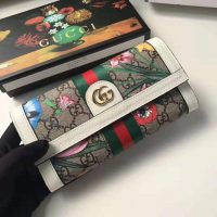 Gucci GG Women Ophidia GG Flora Continental Wallet in BeigeEbony GG Supreme Canvas (8)