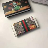 Gucci GG Women Ophidia GG Flora Continental Wallet in BeigeEbony GG Supreme Canvas (8)