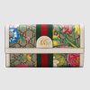 Gucci GG Women Ophidia GG Flora Continental Wallet in BeigeEbony GG Supreme Canvas