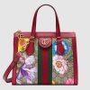 Gucci GG Women Ophidia GG Flora Small Tote Bag in BeigeEbony GG Supreme Canvas