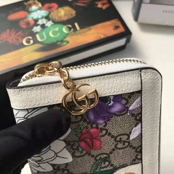 Gucci GG Women Ophidia GG Flora Zip Around Wallet in BeigeEbony GG Supreme Canvas (2)