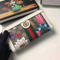 Gucci GG Women Ophidia GG Flora Zip Around Wallet in BeigeEbony GG Supreme Canvas (6)