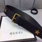 Gucci Unisex Belt with Bees and Stars Bet in Black Metal-Free Tanned Leather - Imagen 7