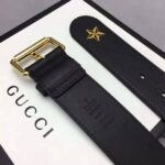 Gucci Unisex Belt with Bees and Stars Bet in Black Metal-Free Tanned Leather - Imagen 9