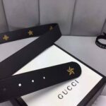 Gucci Unisex Belt with Bees and Stars Bet in Black Metal-Free Tanned Leather - Imagen 10