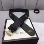 Gucci Unisex Belt with Bees and Stars Bet in Black Metal-Free Tanned Leather - Imagen 3