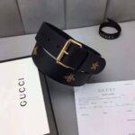Gucci Unisex Belt with Bees and Stars Bet in Black Metal-Free Tanned Leather - Imagen 6