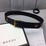 Gucci Unisex Belt with Bees and Stars Bet in Black Metal-Free Tanned Leather - Imagen 2
