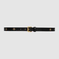 Gucci Unisex Belt with Bees and Stars Print in Leather-White (1)
