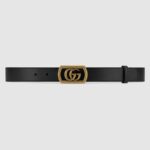 Gucci Unisex Belt with Framed Double G Buckle in Leather-Black