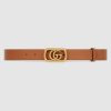 Gucci Unisex Belt with Framed Double G Buckle in Leather-Brown