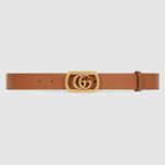 Gucci Unisex Belt with Framed Double G Buckle in Leather-Brown