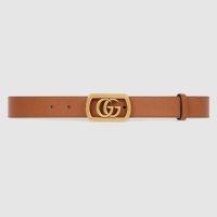 Gucci Unisex Belt with Framed Double G Buckle in Leather-Brown