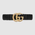 Cintura unisex Gucci con fibbia Torchon Doppia G in pelle nera