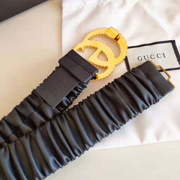 Gucci Unisex Belt with Torchon Double G Buckle in Black Leather (6)