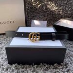 Gucci Unisex GG Marmont Leather Belt with Shiny Buckle-Black - Bild 2
