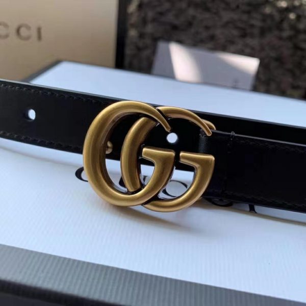 Gucci Unisex GG Marmont Leather Belt with Shiny Buckle-Black (4)