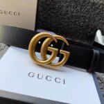 Gucci Unisex GG Marmont Leather Belt with Shiny Buckle in 3.8cm Width-Black - immagine 5