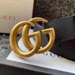 Gucci Unisex GG Marmont Leather Belt with Shiny Buckle in 3.8cm Width-Black - immagine 7