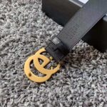 Gucci Unisex GG Marmont Leather Belt with Shiny Buckle in 3.8cm Width-Black - immagine 8