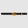 Gucci Unisex GG Suede Belt with Torchon Double G Buckle-Black