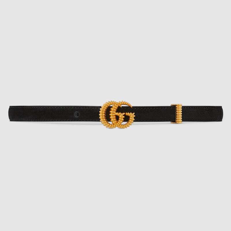 Gucci Unisex GG Suede Belt with Torchon 