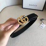 Gucci Unisex GG Suede Belt with Torchon Double G Buckle-Black - Imagen 5