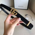 Gucci Unisex GG Suede Belt with Torchon Double G Buckle-Black - Imagen 3