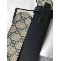 Gucci Unisex GG Supreme Belt with G Buckle in BeigeBlue GG Supreme Canvas (1)