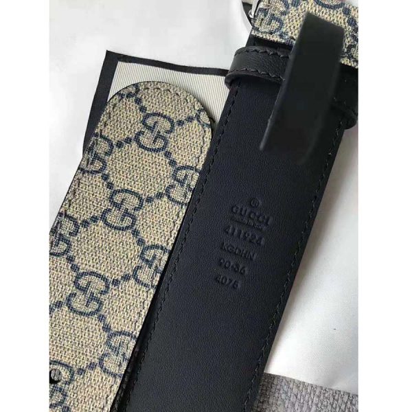 Gucci Unisex GG Supreme Belt with G Buckle in BeigeBlue GG Supreme Canvas (10)