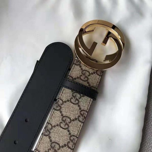 Gucci Unisex GG Supreme Belt with G Buckle in BeigeEbony GG Supreme Canvas (9)