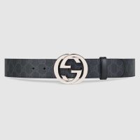 Gucci Unisex GG Supreme Belt with G Buckle in BlackGrey GG Supreme Canvas