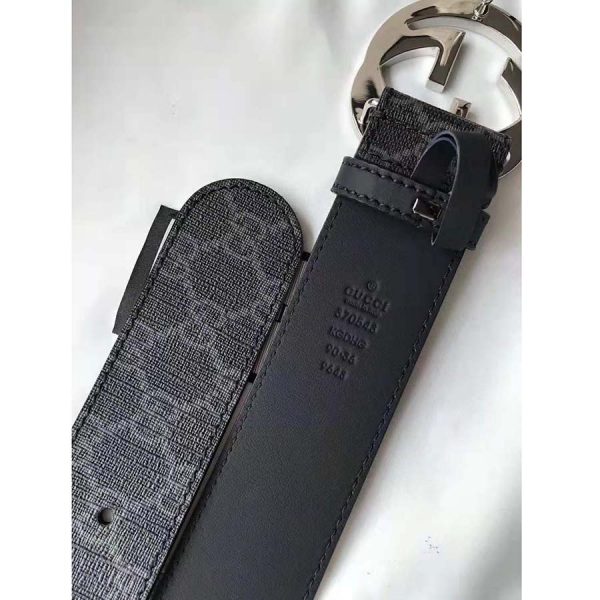 Gucci Unisex GG Supreme Belt with G Buckle in BlackGrey GG Supreme Canvas (10)