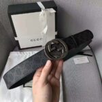 Gucci Unisex GG Supreme Belt with G Buckle in Black/Grey GG Supreme Canvas – Bild 4
