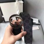 Gucci Unisex GG Supreme Belt with G Buckle in Black/Grey GG Supreme Canvas – Bild 6