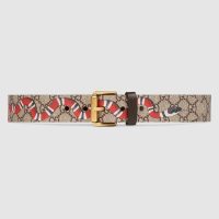 Gucci Unisex GG Supreme Belt with Kingsnake Print in BeigeEbony GG Supreme Canvas