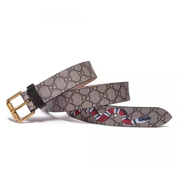 Gucci Unisex GG Supreme Belt with Kingsnake Print in BeigeEbony GG Supreme Canvas (2)