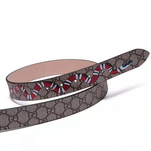 Gucci Unisex GG Supreme Belt with Kingsnake Print in BeigeEbony GG Supreme Canvas (5)