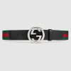 Gucci Unisex GG Web Belt with G Buckle in Green and Red Web