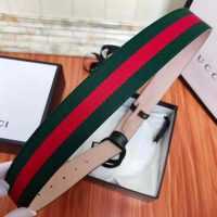 Gucci Unisex GG Web Belt with G Buckle in Green and Red Web (1)