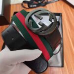 Gucci Unisex GG Web Belt with G Buckle in Green and Red Web - immagine 6