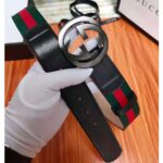 Gucci Unisex GG Web Belt with G Buckle in Green and Red Web - immagine 4