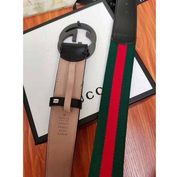 Gucci Unisex GG Web Belt with G Buckle in Green and Red Web (9)
