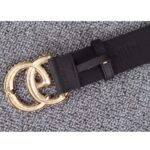 Gucci Unisex Gucci Belt with Textured Double G Buckle in Black Leather – Bild 4
