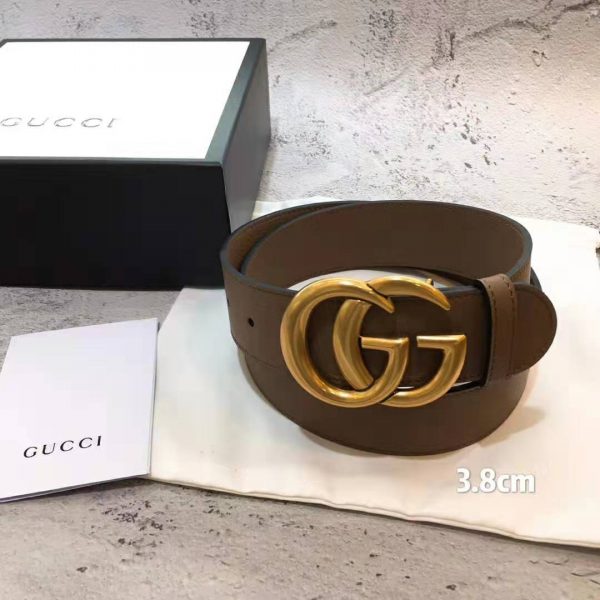 Gucci Unisex Gucci Leather Belt with Double G Buckle in Cuir Color Leather (1)