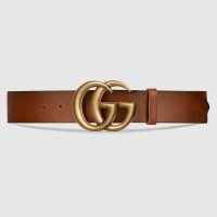 Gucci Unisex Gucci Leather Belt with Double G Buckle in Cuir Color Leather (3)