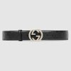 Gucci Unisex Gucci Signature Leather Belt-Black