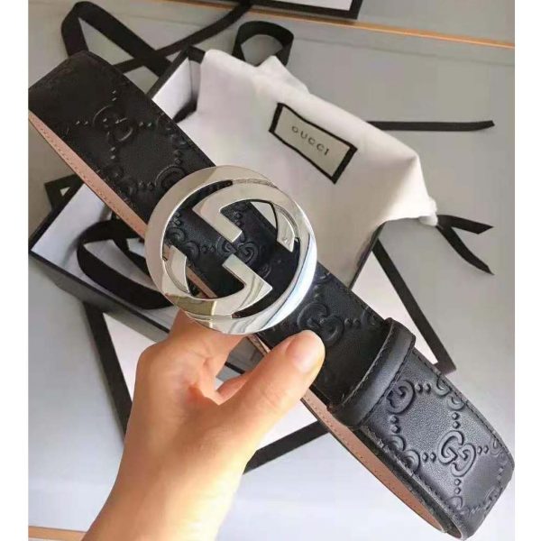 Gucci Unisex Gucci Signature Leather Belt-Black (10)