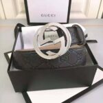 Gucci Unisex Gucci Signature Leather Belt-Black - Image 3